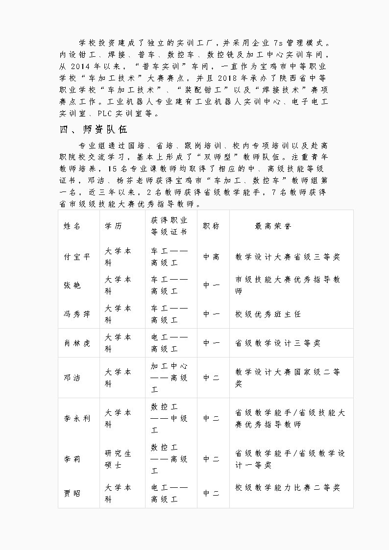 宝鸡市陈仓区职业教育中心机电组简介